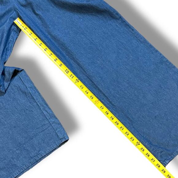 Blue Rain Denim Jumper Womens Blue Ellison Smocked Chambray Pantsuit Size S - Picture 11 of 12